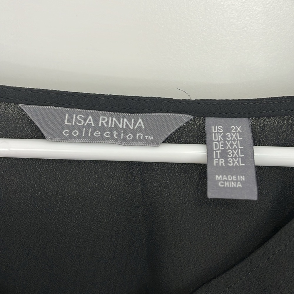 Lisa Rinna 2XL Black V-Neck Flowy Blouse Top - Picture 4 of 9